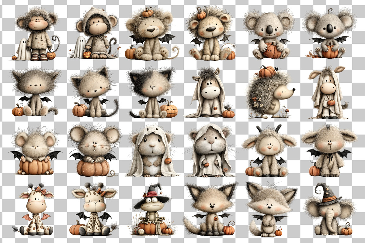 Cute Halloween Animals Clipart, a Seasonal Illustration by Nicolle's Colorful Art (Photo 3 of 5)