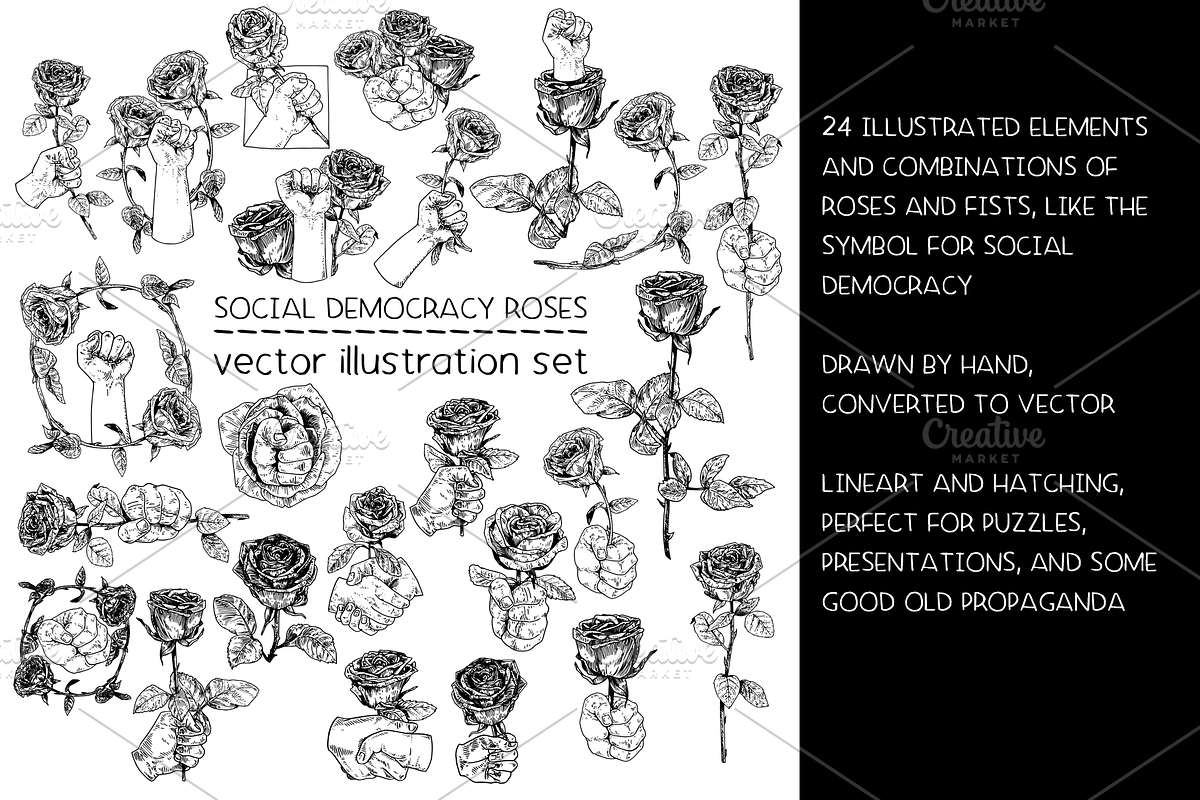 Social democracy roses - vector, a Decorative Illustration by Renée from Studio neetje (Photo 2 of 5)