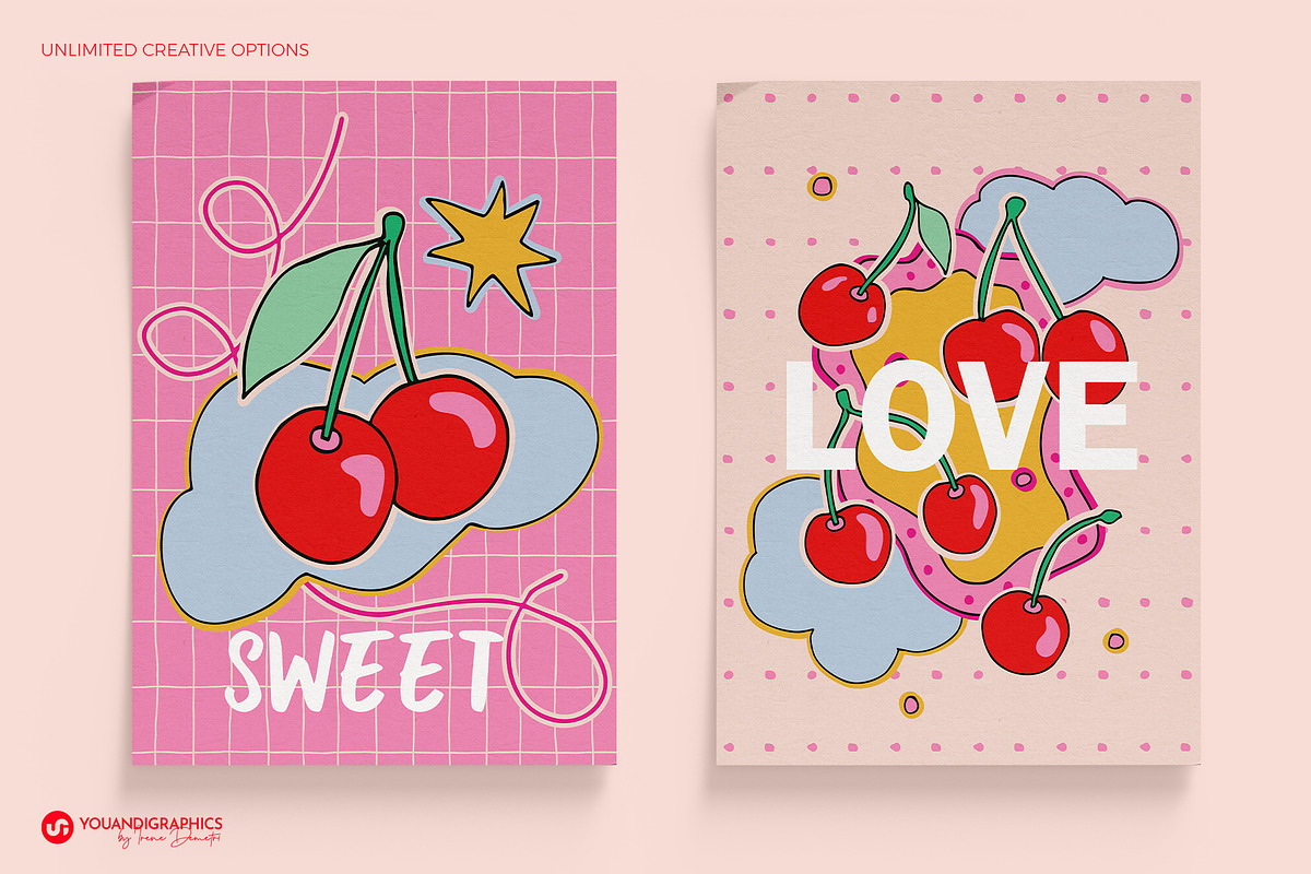 Strawberries & Cherries Graphics Set, a Graphic by Youandigraphics (Photo 4 of 15)