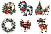 Christmas western clipart bundle, an Illustration by SinaCreation (Thumbnail 4 of 7)