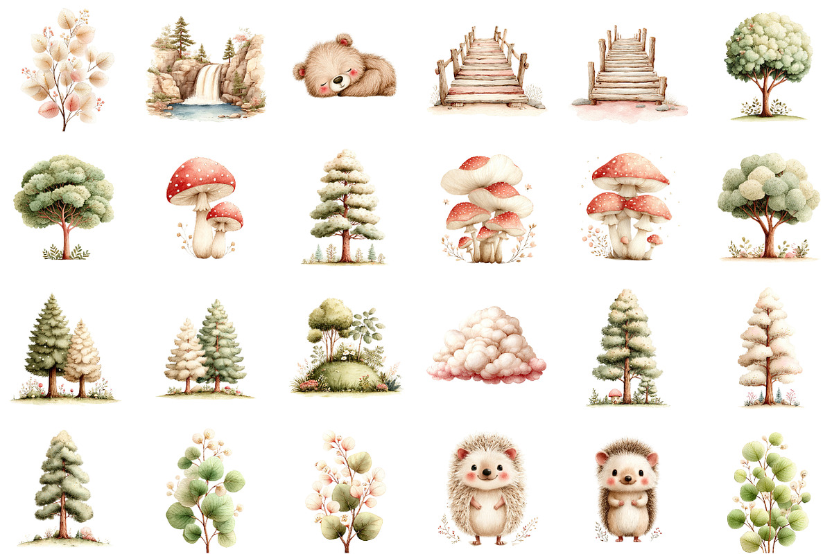 Watercolor Woodland Animals Clipart, an Illustration by Sublimation Artist (Photo 2 of 7)