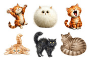Whimsical Funny Cat PNG Bundle, an Animal Illustration by Creative Art (Thumbnail 4 of 5)