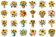 Sunflower Bouquet Floral Clipart, an Illustration by Sublimation Artist (Thumbnail 2 of 6)