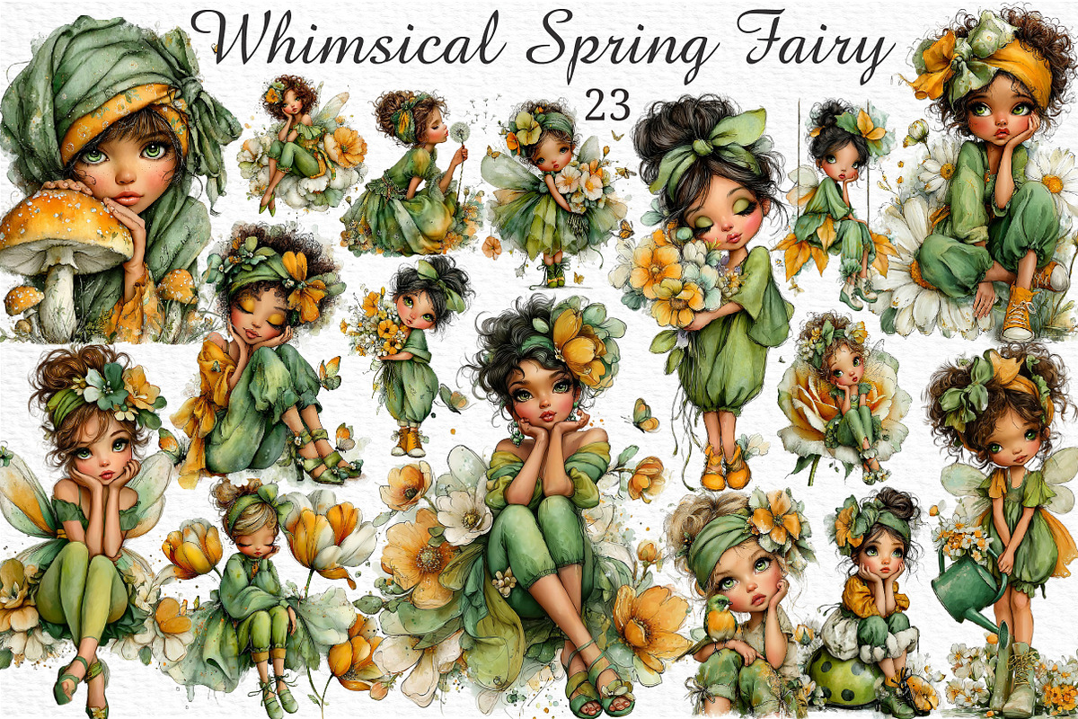 Whimsical Spring Fairy Clipart Png, an Illustration by Craft Nest (Photo 1 of 10)