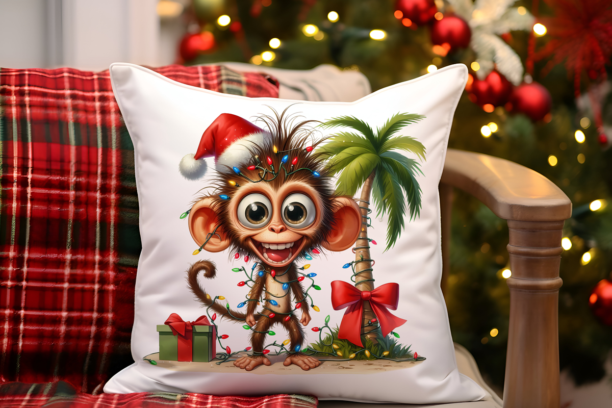 Funny Christmas monkeys clipart, an Animal Illustration by AnetArtStore (Photo 6 of 7)