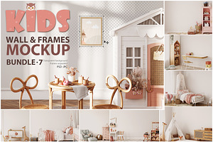 Kids Wall & Frame Mockup Bundle 7