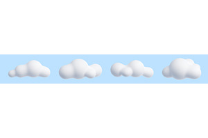 White cloud cartoon 3d render set -, an Environmental 3D Model by YuliiaOsadcha