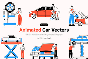 Animated Car Illustration Art Set, an Object Illustration by Vectors Market