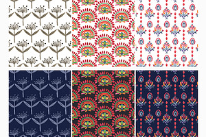 India Watercolor Seamless Patterns