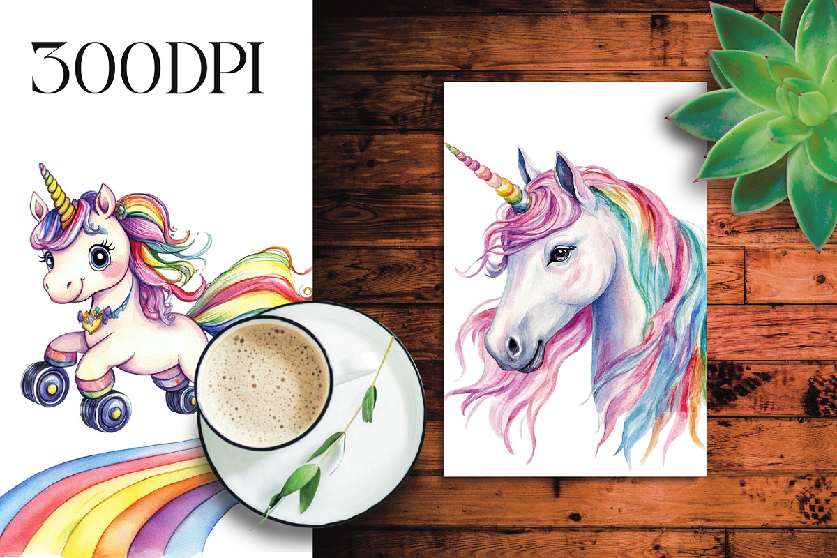 Rainbow Unicorn Clipart, an Illustration by Libby Wishes (Photo 5 of 5)