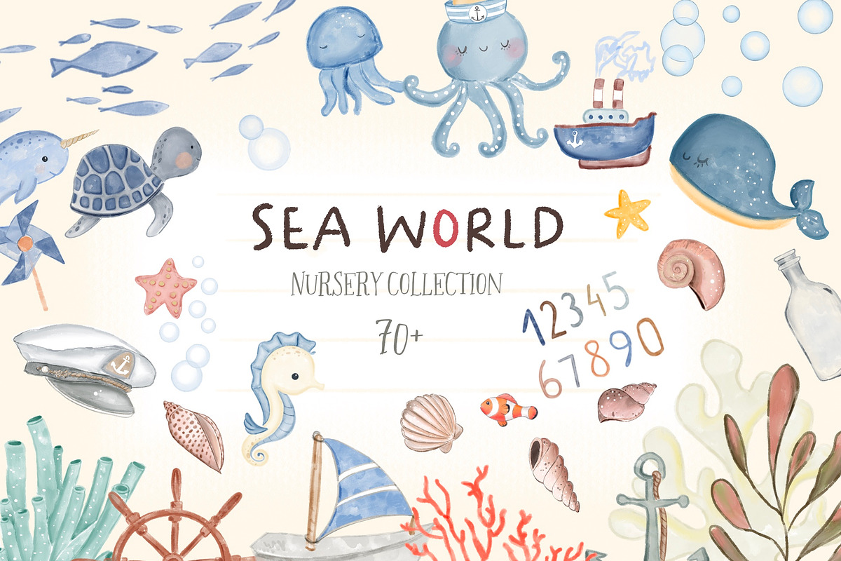 Sea world ,Baby pictures,PNG clipart, a Decorative Illustration by Hello My Print (Photo 1 of 9)
