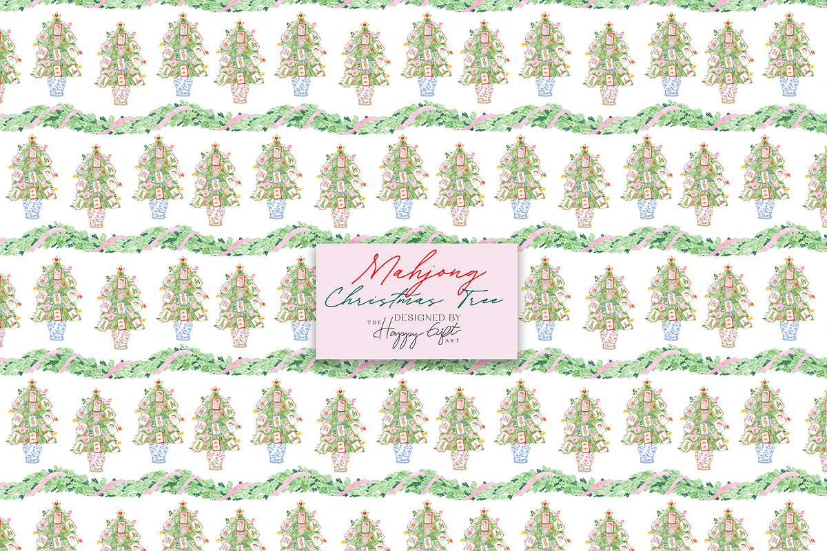 Mahjong Christmas Tree illustrations, a Decorative Illustration by TheHappyGiftArt (Photo 8 of 12)