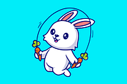 Cute Rabbit Playing Carrot Jump Rope, an Animal Illustration by Catalyst Labs (Thumbnail 1 of 3)