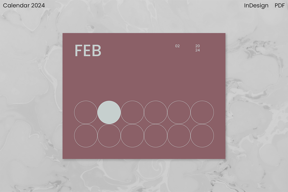 Minimalist Calendar 2024 (InDesign), an Object Graphic by Kessens (Photo 6 of 28)