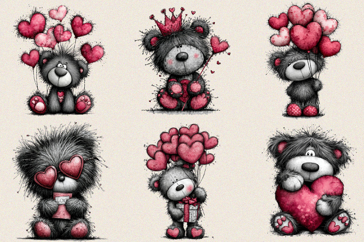 Valentine’s Day Teddy Clipart Bundle, an Illustration by SVGArt (Photo 5 of 8)