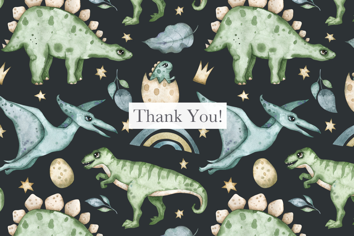 Watercolor cute dinosaurs set, an Animal Illustration by OrangePeafowlArt (Photo 11 of 11)