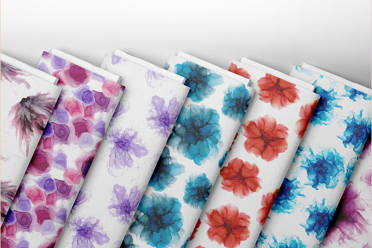 Flowers fluid art set., a Pattern Graphic by Digital illustration shop (Photo 5 of 11)