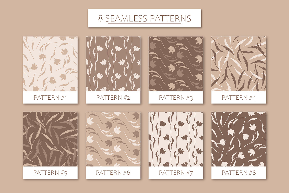 Beige Floral Patterns, a Pattern Graphic by Naiadin (Photo 2 of 8)