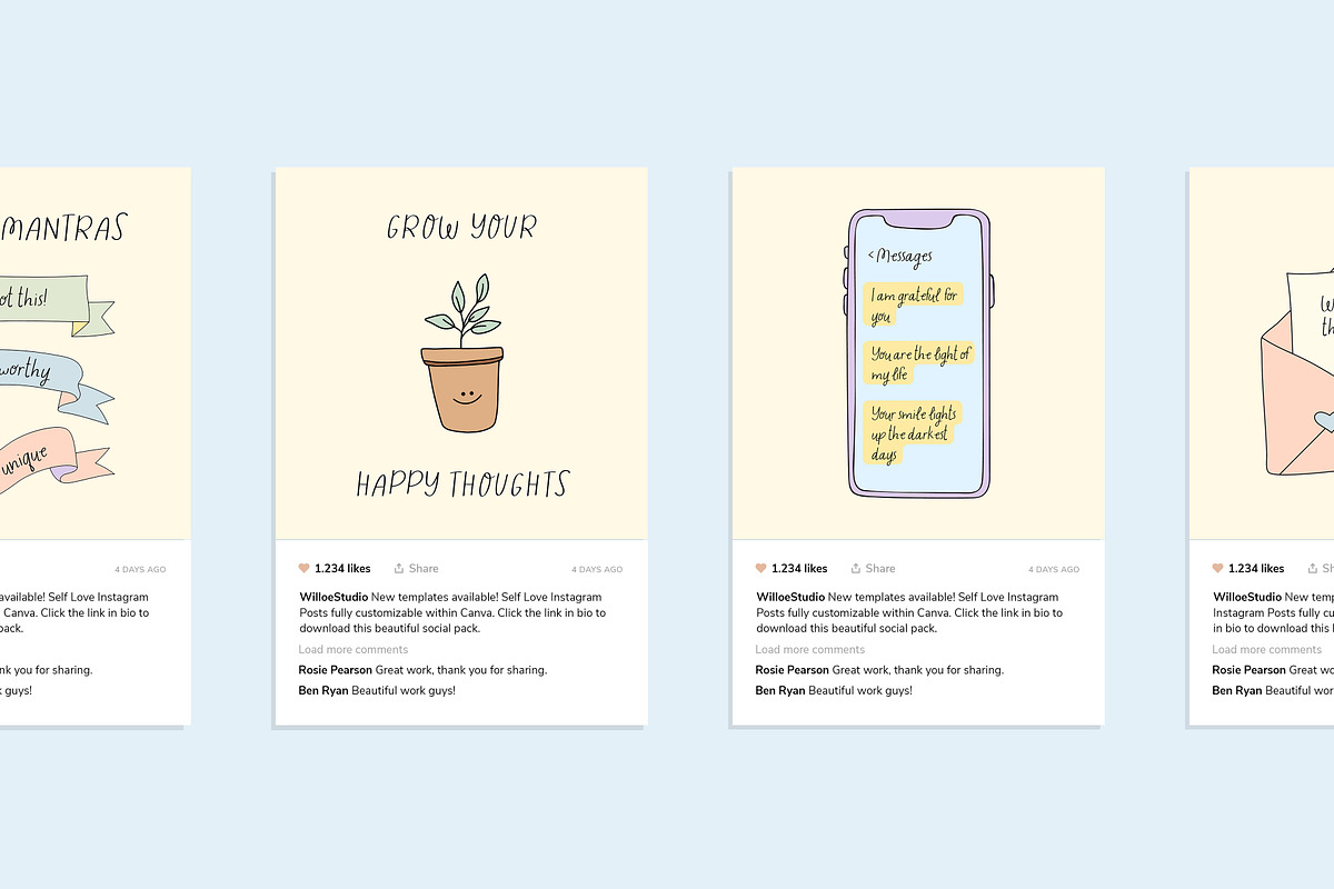 Self Love Social Pack - Canva, a Social Media Template by Willoe Studio (Photo 3 of 12)