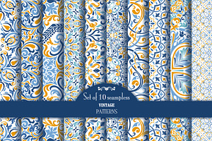 Set of 10 seamless pattern Baroque