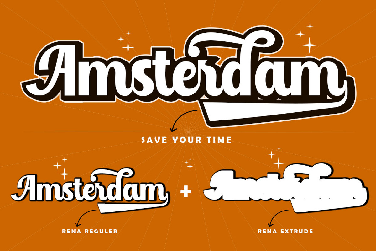 Rena - Retro Font, a Script Font by Madjack.font (Photo 3 of 8)