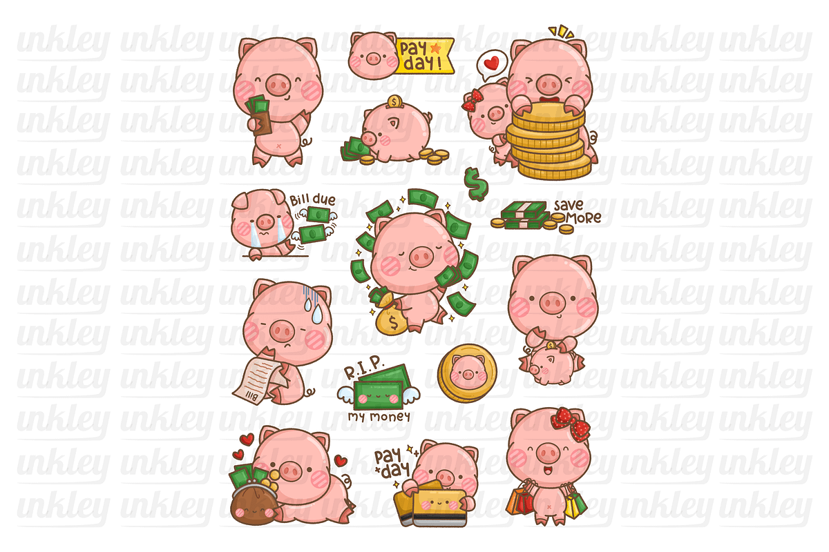 Piggy Payday Clipart - Animal Work, an Animal Illustration by Inkley Studio (Photo 4 of 4)