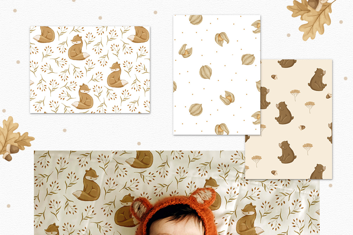 Warm Autumn baby collection, an Animal Illustration by polikarpovaart (Photo 7 of 14)