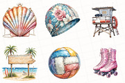 1950s Style Summer Beach Day Clipart, an Illustration by OK Design (Thumbnail 5 of 5)