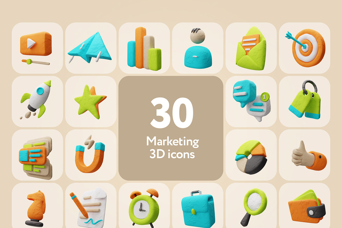Clayfy Marketing 3D Icons, a 3D by Welovegraphics (Photo 6 of 7)