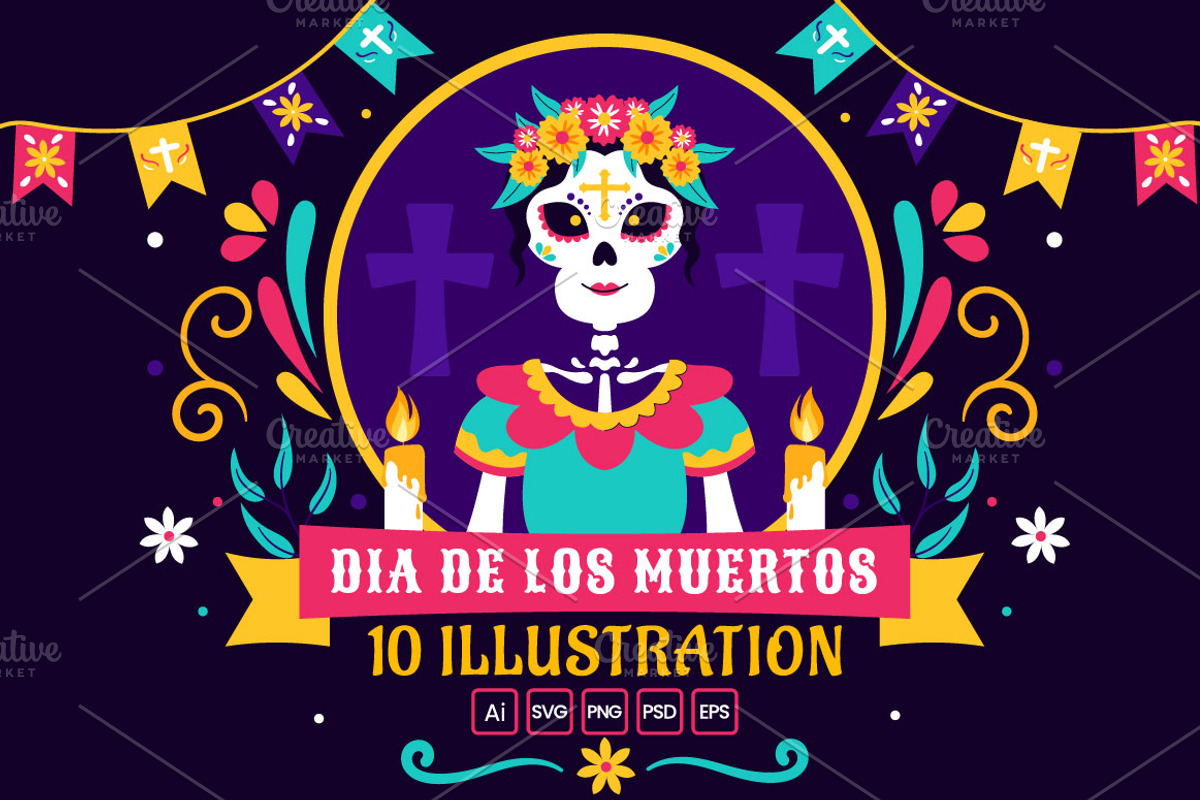 10 Dia de los Muertos Illustration, a Person Illustration by denayunebgt (Photo 1 of 4)