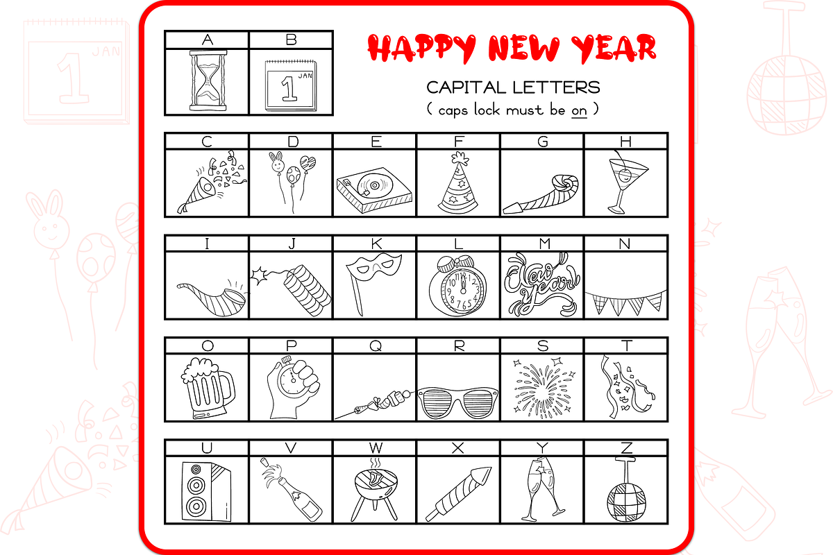 New Year Doodles - Dingbats Font, a Symbol Font by WADLEN (Photo 2 of 8)