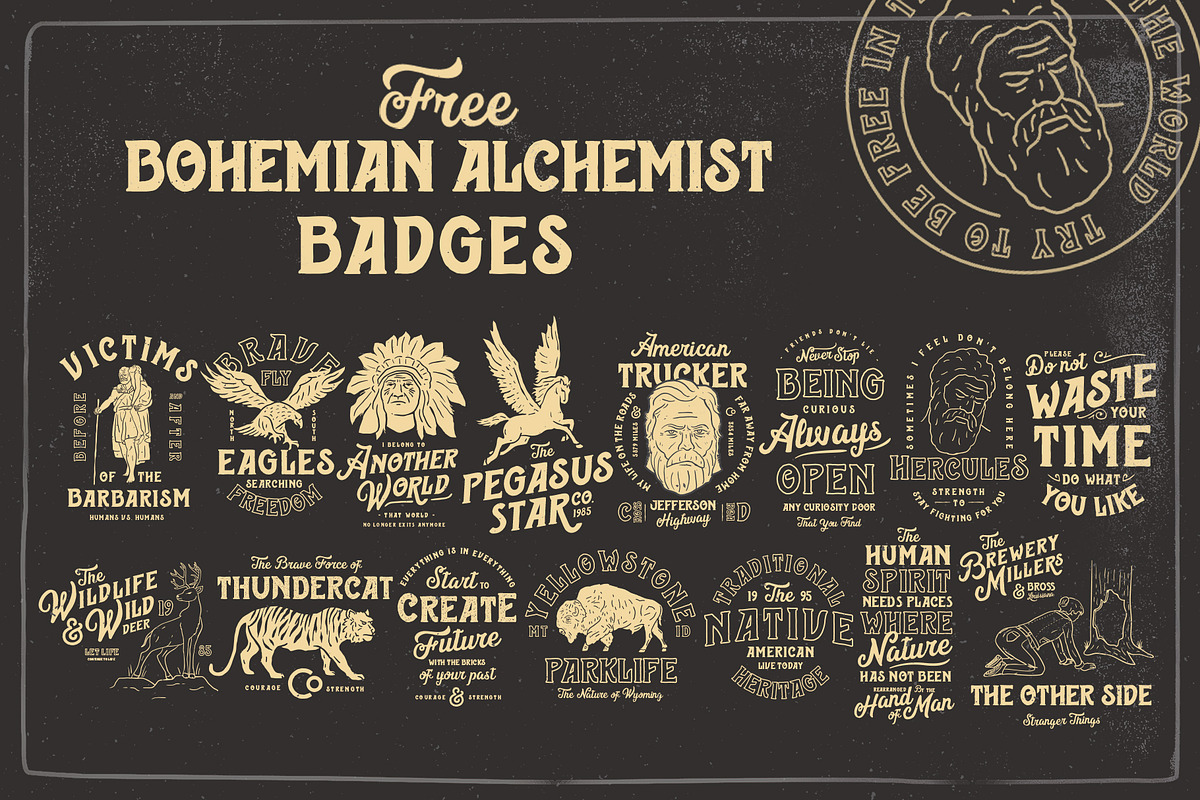 Bohemian Alchemist 5 Font + 15 Badge, a Script Font by Opus Nigrum (Photo 13 of 17)