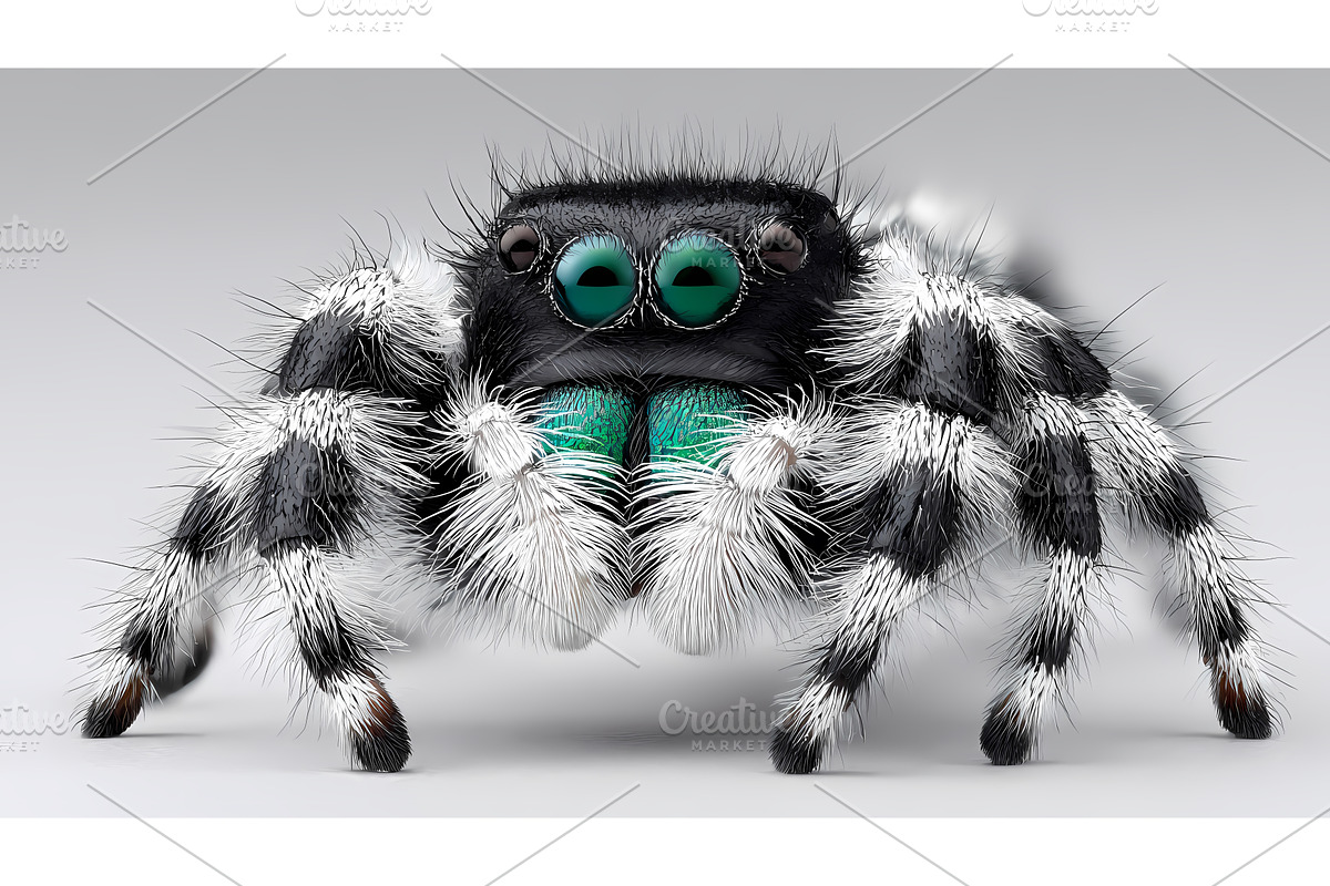 Cose-up portrait of Jumping spider, an Animal Illustration by Lukas Jonaitis SHOP
