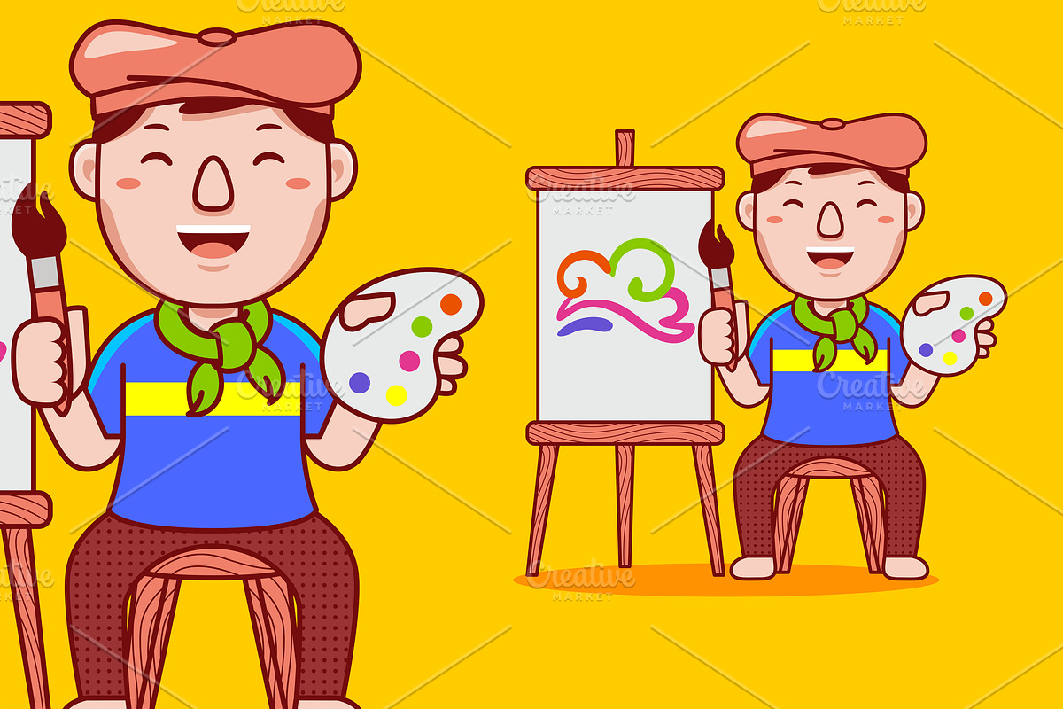 Man Artist Profession Cartoon Vector, a Person Illustration by MEDZ (Photo 1 of 3)
