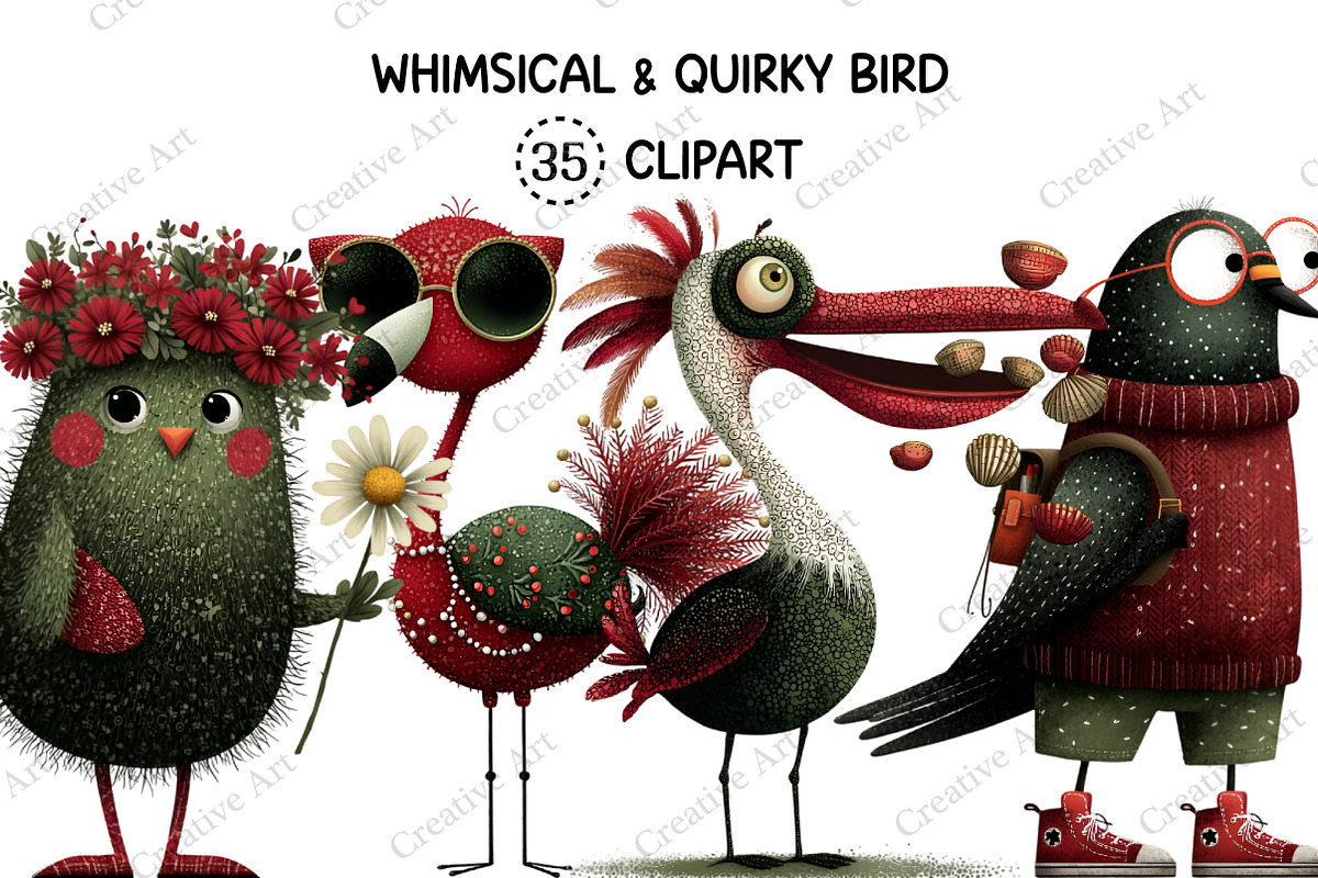 Whimsical & Quirky Bird Clipart, an Illustration by Creative Art (Photo 1 of 10)