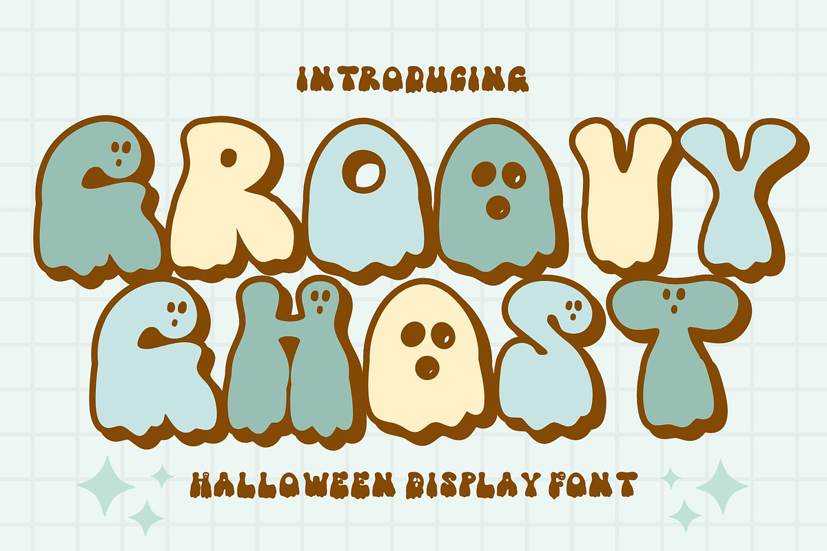 Groovy Ghost - retro Halloween font, a Handwritten Font by Brown Cupple (Photo 1 of 8)