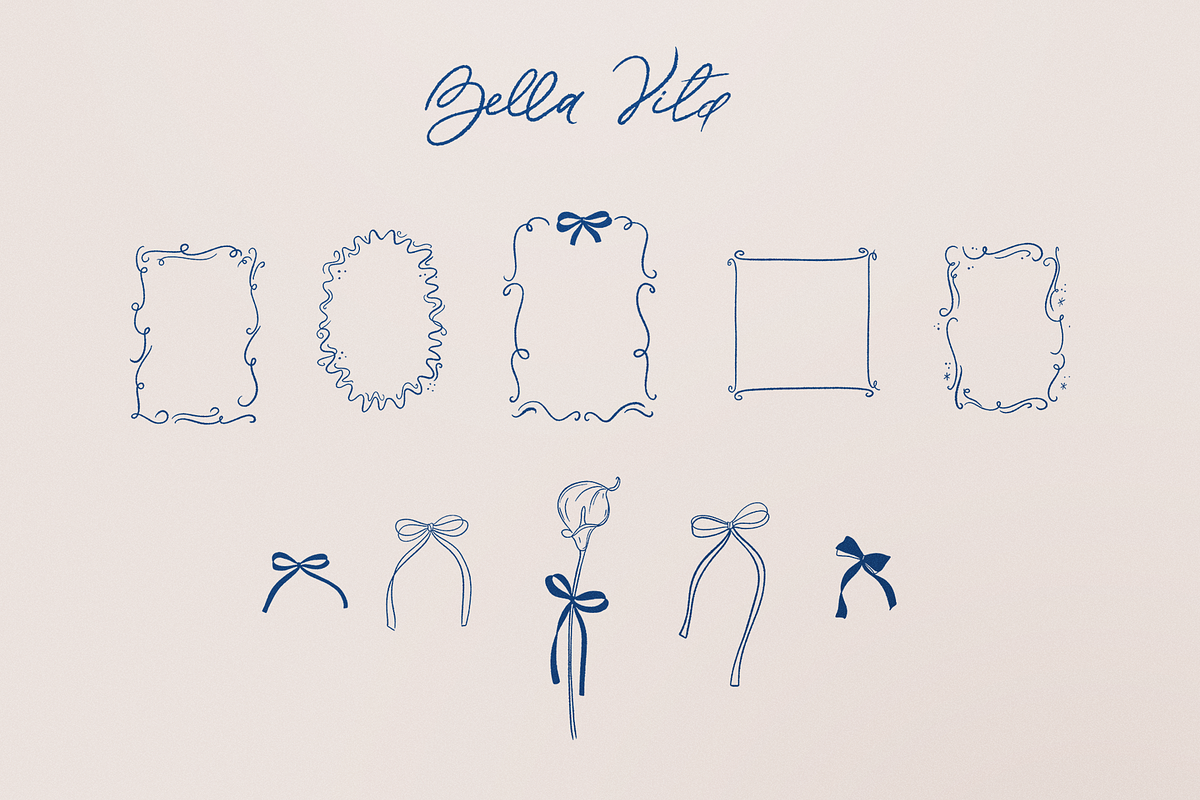 Wedding doodle svg Trendy bow, frame, a Decorative Illustration by Summer Nightingale Art (Photo 10 of 17)