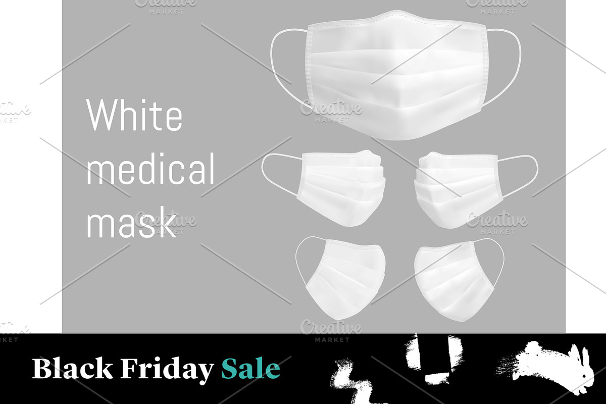 White medical mask. Vector image, a Mask Mockup by Kseniia_designer's shop (Photo 3 of 3)