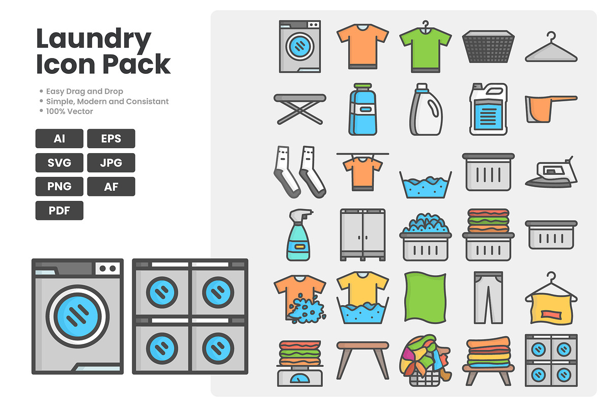 Laundry Icon Pack, a Duotone Icon by erifqizeicon (Photo 2 of 3)
