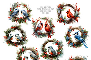 Christmas Wreath With Birds