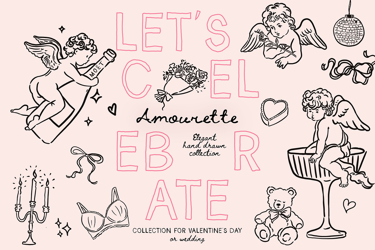 Amourette Hand Drawn Cupids Clipart, a Decorative Illustration by Muse Artist (Photo 1 of 12)