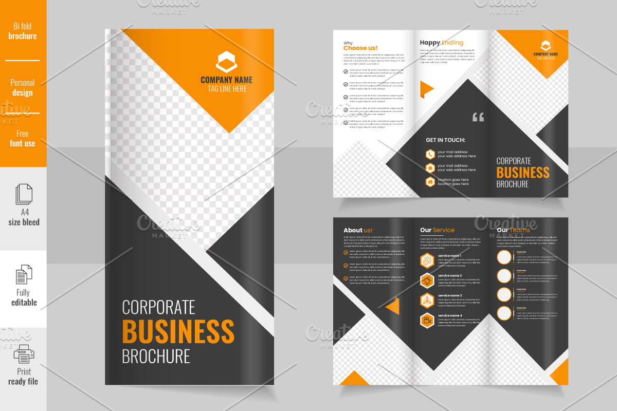 Corporate Business Trifold Brochure, a Print Template by Tanuart