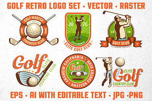 Golf Retro Logo Set