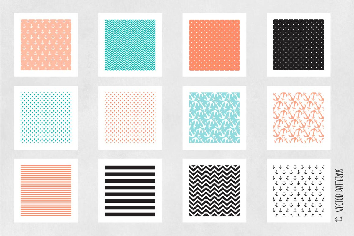 CLASSIC COASTAL Pattern collection, a Pattern Graphic by PrettyPatterns ...