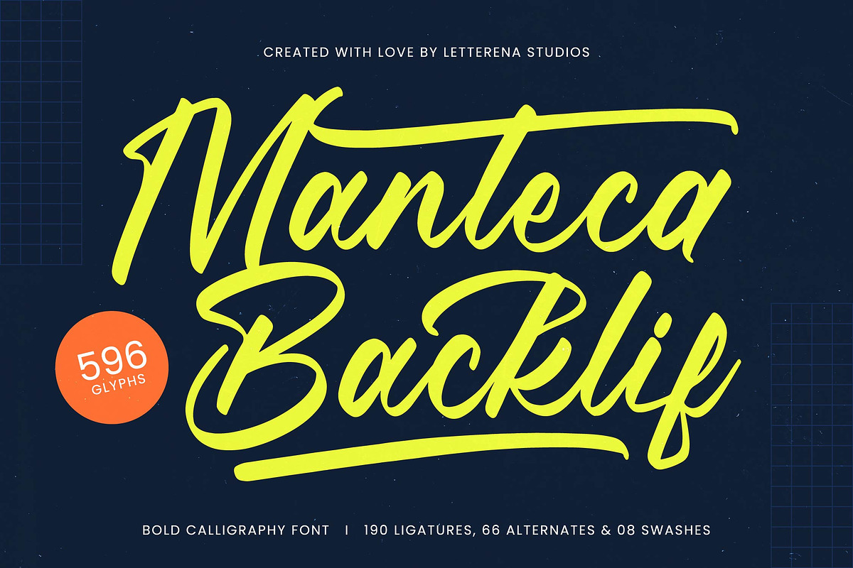 Manteca Backlif Bold Calligraphy, a Script Font by Letterena Studios Script (Photo 1 of 20)