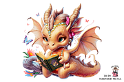 Dragon Reading Book PNG Bundle, a Graphic by Clipart Bloom (Thumbnail 8 of 12)