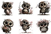Spring Owl Whimsical Clipart, a Seasonal Illustration by Designking (Thumbnail 3 of 5)