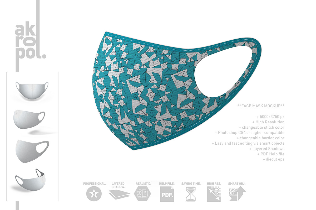 Face Mask Mockup, a Mask Mockup by akropol (Photo 9 of 12)