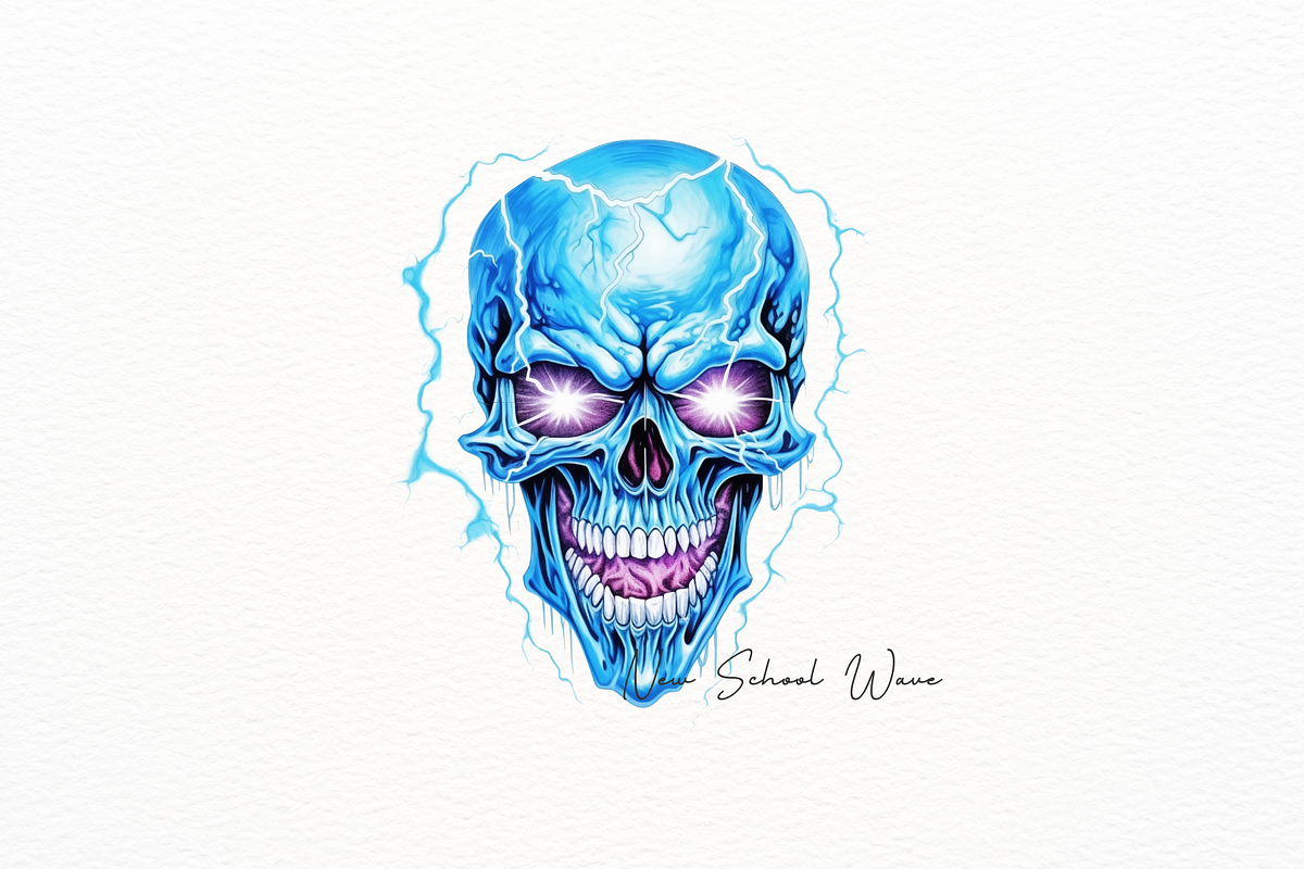 Hyper-Realistic Neon Blue Skull, a Person Illustration by New-School-Wave (Photo 4 of 5)