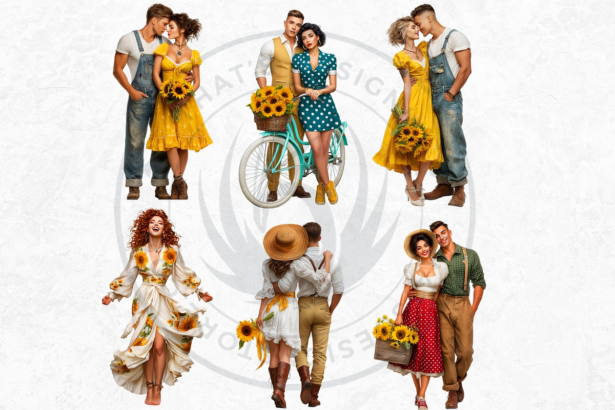 Sunflower Beauties Complete Cliparts, a Person Illustration by ThatsDesignArt (Photo 12 of 16)